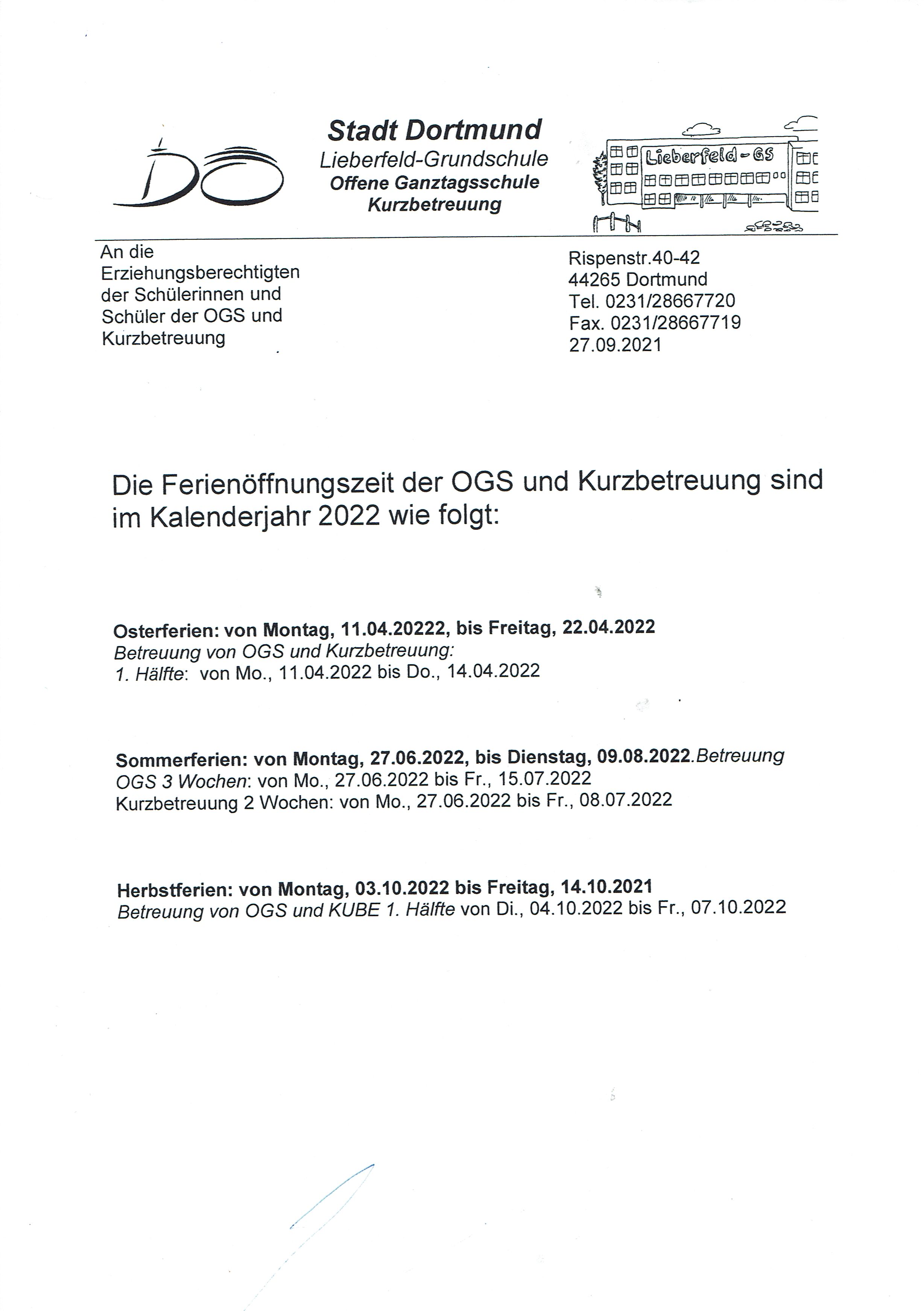 OGS Ferien